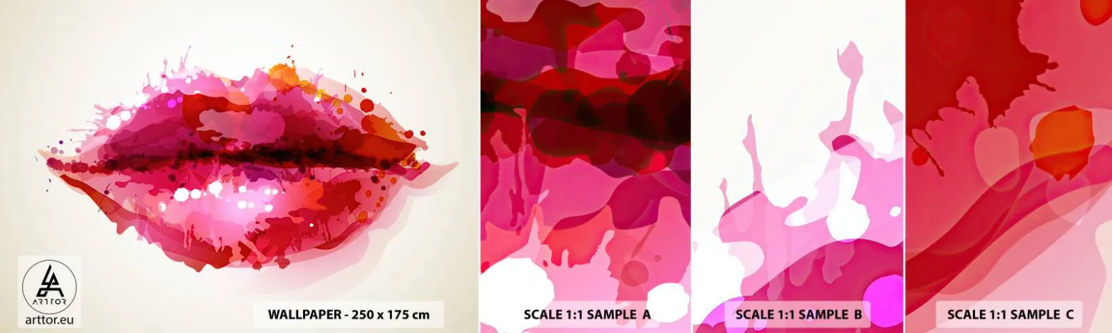 Fototapeta Próbka Samoprzylepna Deluxe Sticker - Czerwieńszy odcień czerwieni - Abstrakcja, Czerwone Usta, Sztuka - 100x30 cm