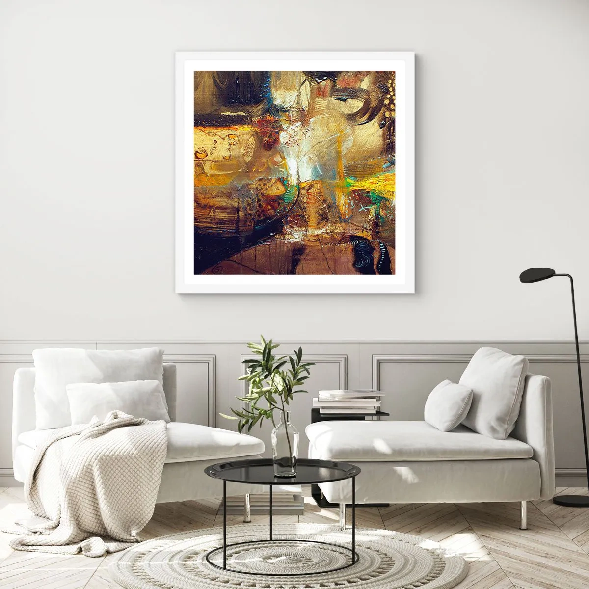 Plakat w białej ramie - Zimno, cieplej, gorąco - 30x30 cm