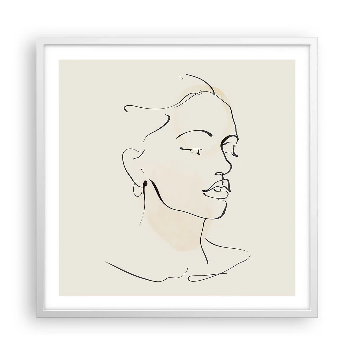 Plakat w białej ramie - Pewną kreską - 60x60 cm