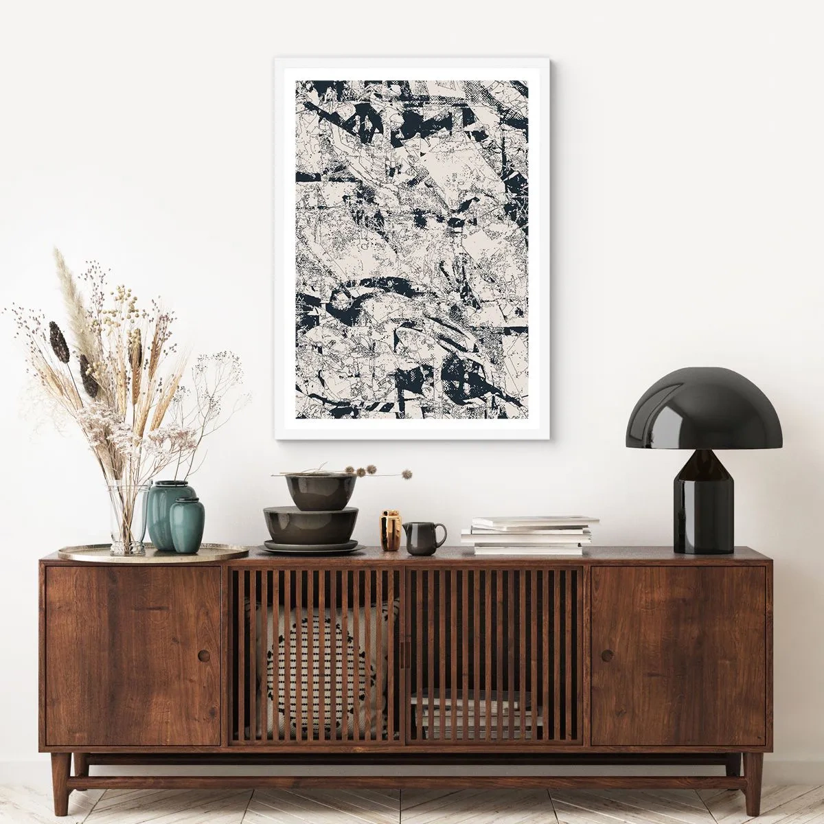 Plakat w białej ramie - Przenikanie przeciwieństw - 50x70 cm