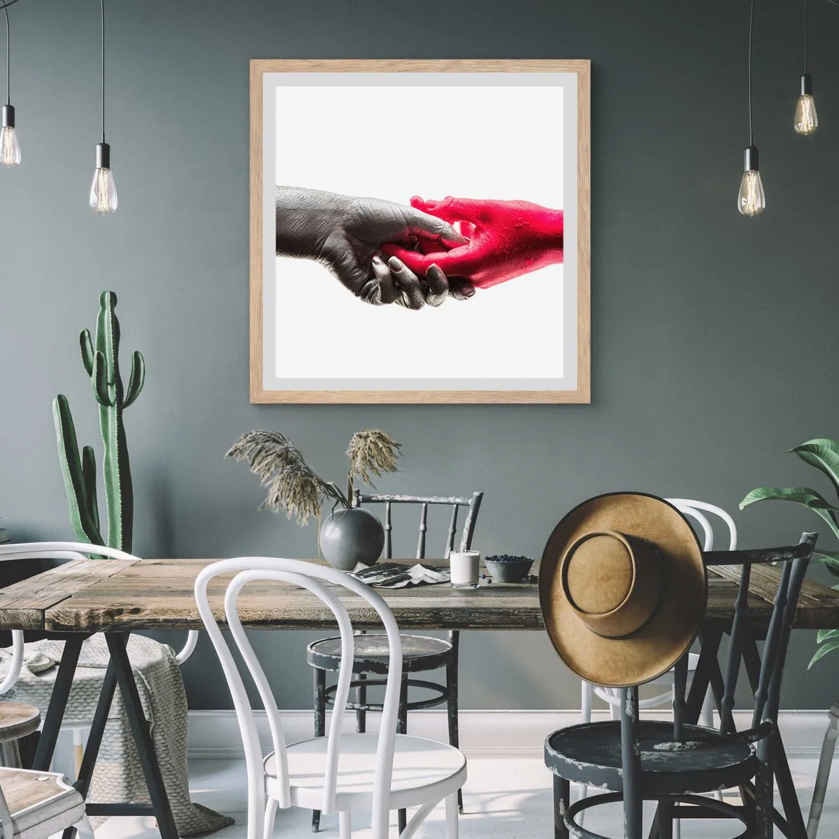 Plakat w ramie jasny dąb - Razem, choć inni - 50x50 cm