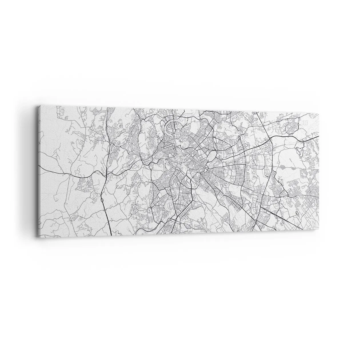 Obraz na płótnie - Miejska mapa w stylu minimalistycznym z delikatnymi liniami - 120x50cm - Rzymski krąg - Nowoczesna dekoracja ścienna do salonu i sypialni ARTTOR