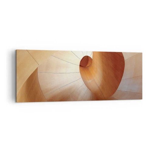 Obraz na płótnie - Abstrakcyjna spirala w odcieniach drewna i jasnego brązu - 140x50cm - Architektoniczna serpentyna - Nowoczesna dekoracja ścienna do salonu i sypialni ARTTOR