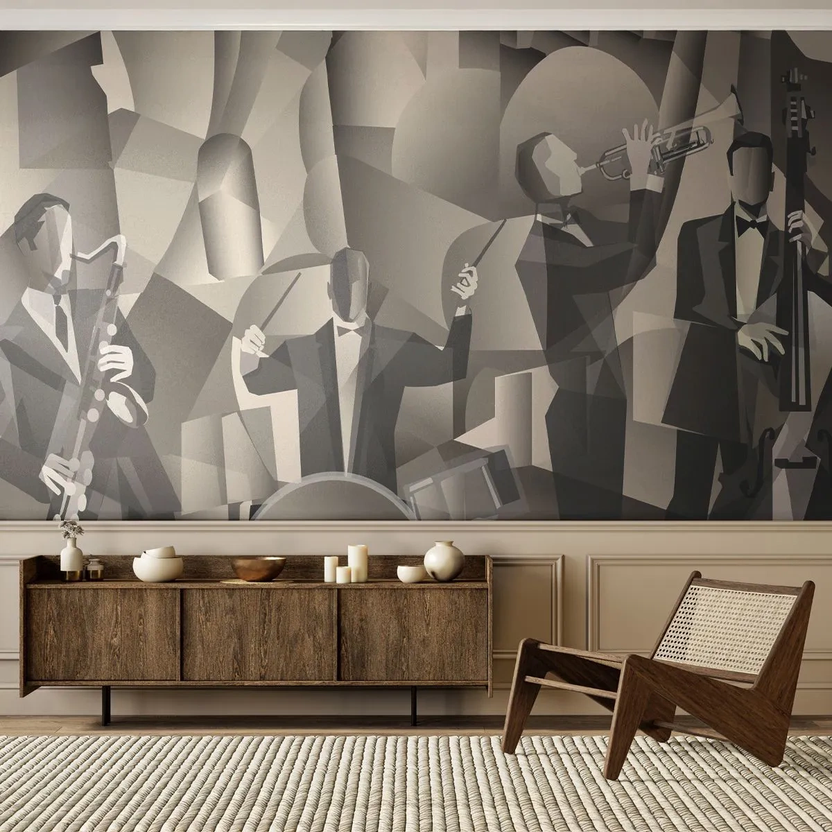 Fototapeta Samoprzylepna Deluxe Sticker - W przestrzeni dźwięków - Abstrakcja, Zespół Muzyczny, Jazz - 250x175 cm