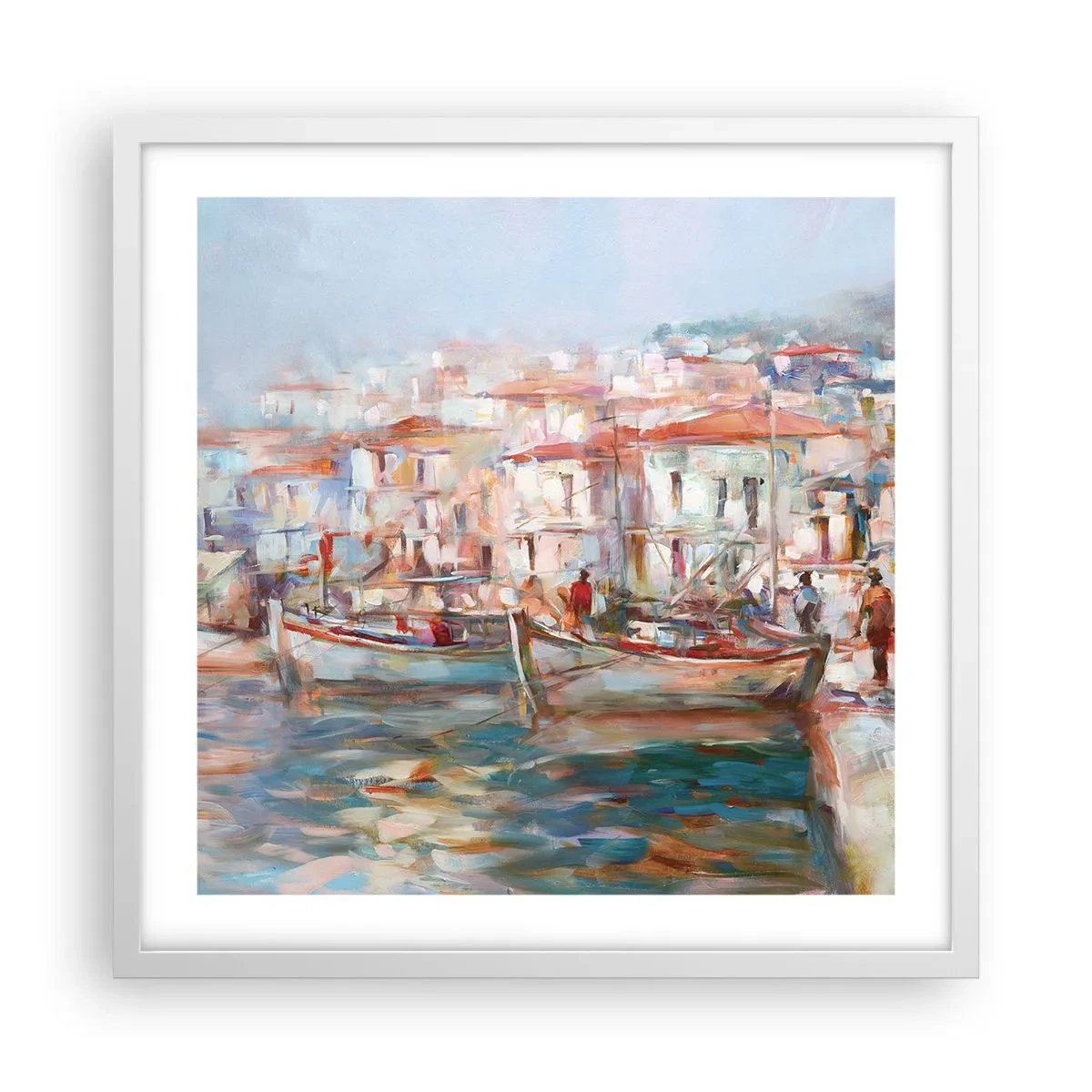 Plakat w białej ramie - Pastelowe wakacje - 50x50 cm