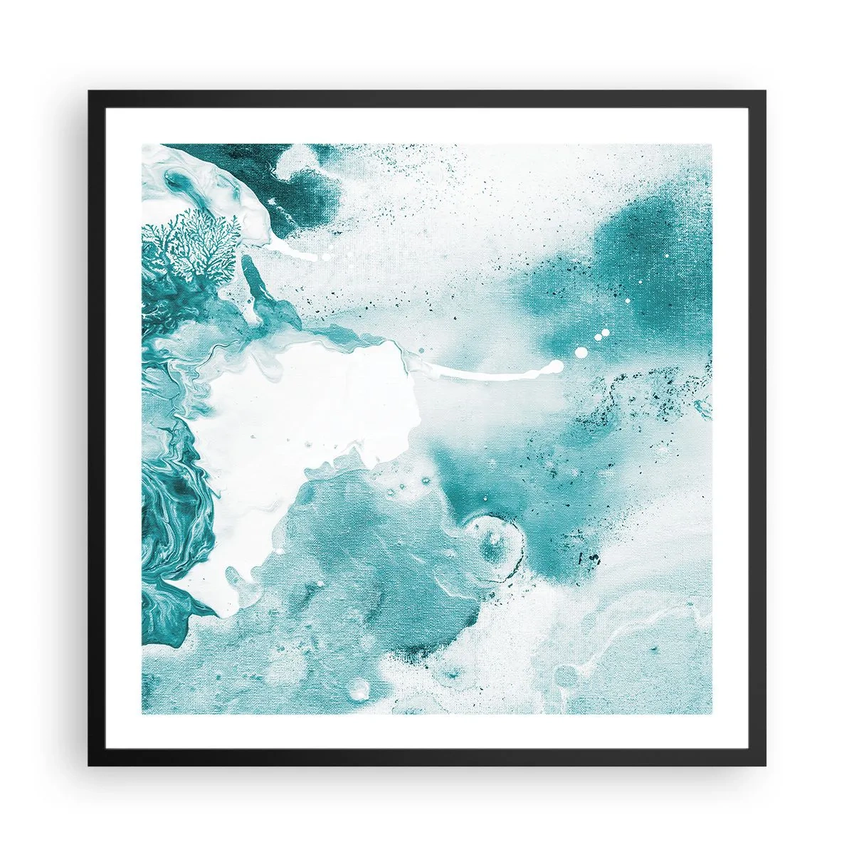 Plakat w czarnej ramie - Rozlewiska błękitu - 60x60 cm