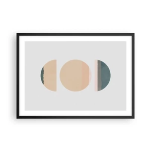 Plakat w czarnej ramie - Abstrakcyjne kształty geometryczne w pastelowych kolorach - 70x50cm - Koło za kołem - Nowoczesna dekoracja ścienna do salonu i sypialni ARTTOR
