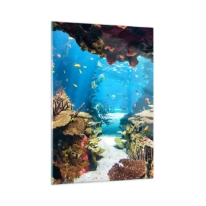 Obraz na szkle - Podwodny świat z rafą koralową i rybami - 50x70cm - Nawet ci się nie śniło - Nowoczesna dekoracja ścienna do salonu, kuchni i sypialni ARTTOR