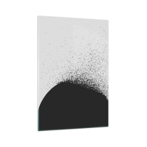 Obraz na szkle - Abstrakcyjny wzór z czarnymi cząstkami na jasnym tle - 70x100cm - Ruch cząsteczek - Nowoczesna dekoracja ścienna do salonu i sypialni ARTTOR