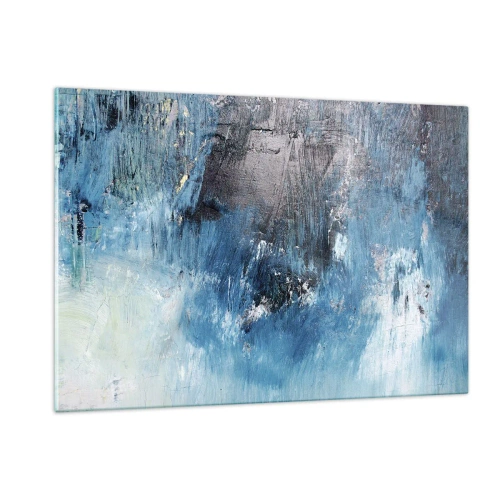 Obraz na szkle - Abstrakcyjna kompozycja w odcieniach niebieskiego - 120x80cm - Błękitna rapsodia - Nowoczesna dekoracja ścienna do salonu, kuchni i sypialni ARTTOR