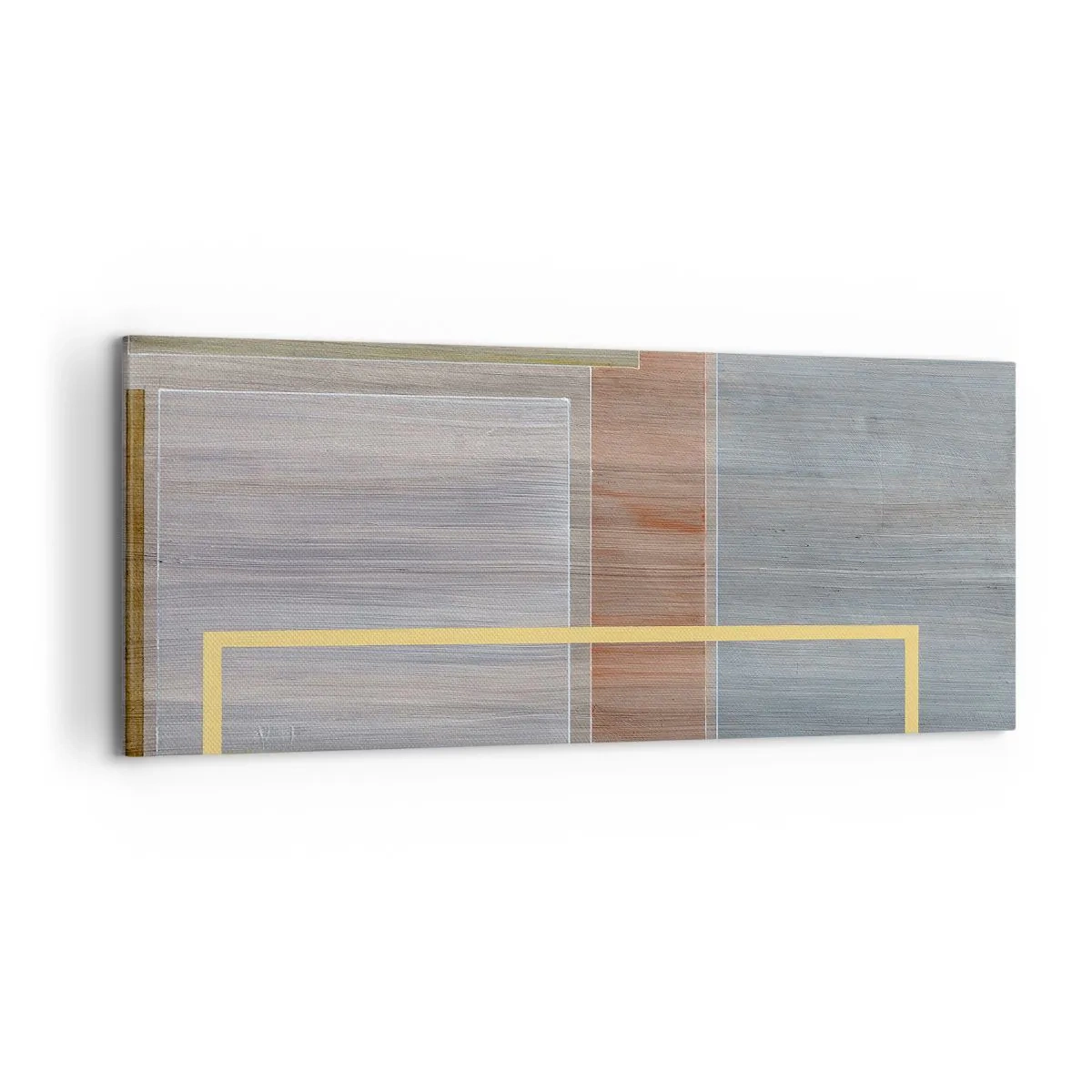 Obraz na płótnie - Geometryczna kompozycja w pastelowych barwach z prostokątami - 120x50cm - Prosto i spokojnie - Nowoczesna dekoracja ścienna do salonu i sypialni ARTTOR