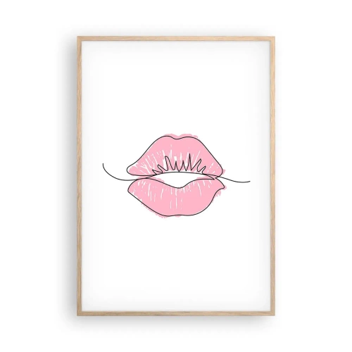 Plakat w ramie jasny dąb - Gotowy do pocałunku? - 70x100 cm