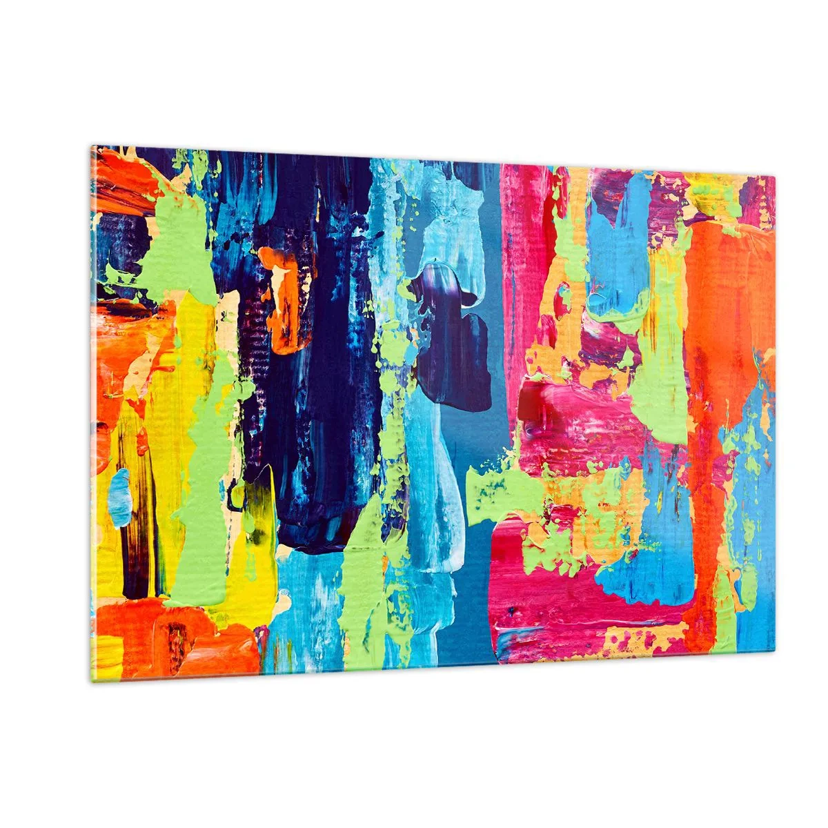 Obraz na szkle - Ilustracja przedstawiająca abstrakcyjny obraz w intensywnych kolorach - 120x80cm - Życie jest piękne! - Nowoczesna dekoracja ścienna do salonu, kuchni i sypialni ARTTOR