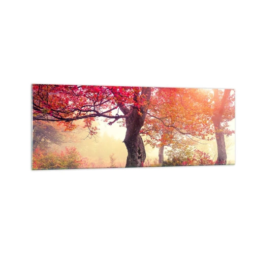 Obraz na szkle - Jesienny krajobraz z drzewami w intensywnych kolorach - 140x50cm - Szał rozkwitu - Nowoczesna dekoracja ścienna do salonu i sypialni ARTTOR
