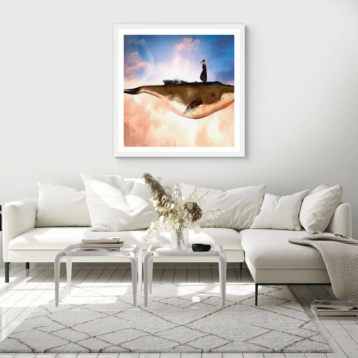Plakat w białej ramie - Nadrealna podróż - 60x60 cm