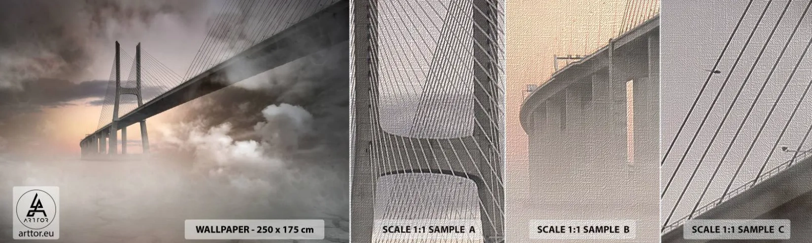 Fototapeta Próbka Premium Canvas - Nad rzeką, której nie ma - Krajobraz, Most, Architektura - 100x30 cm