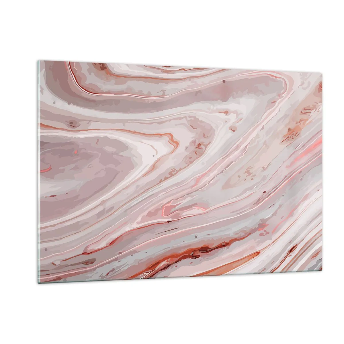 Obraz na szkle - Abstrakcyjny wzór w odcieniach różu i brązu - 120x80cm - Różowy w płynie - Nowoczesna dekoracja ścienna do salonu, kuchni i sypialni ARTTOR