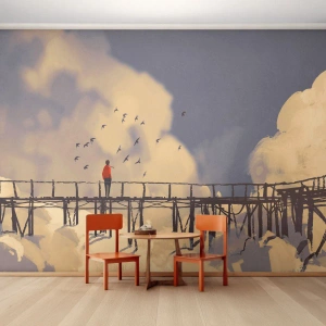 Fototapeta Standard Eco - Niebieska tęsknota - Abstrakcja, Most, Chmury - 200x140 cm