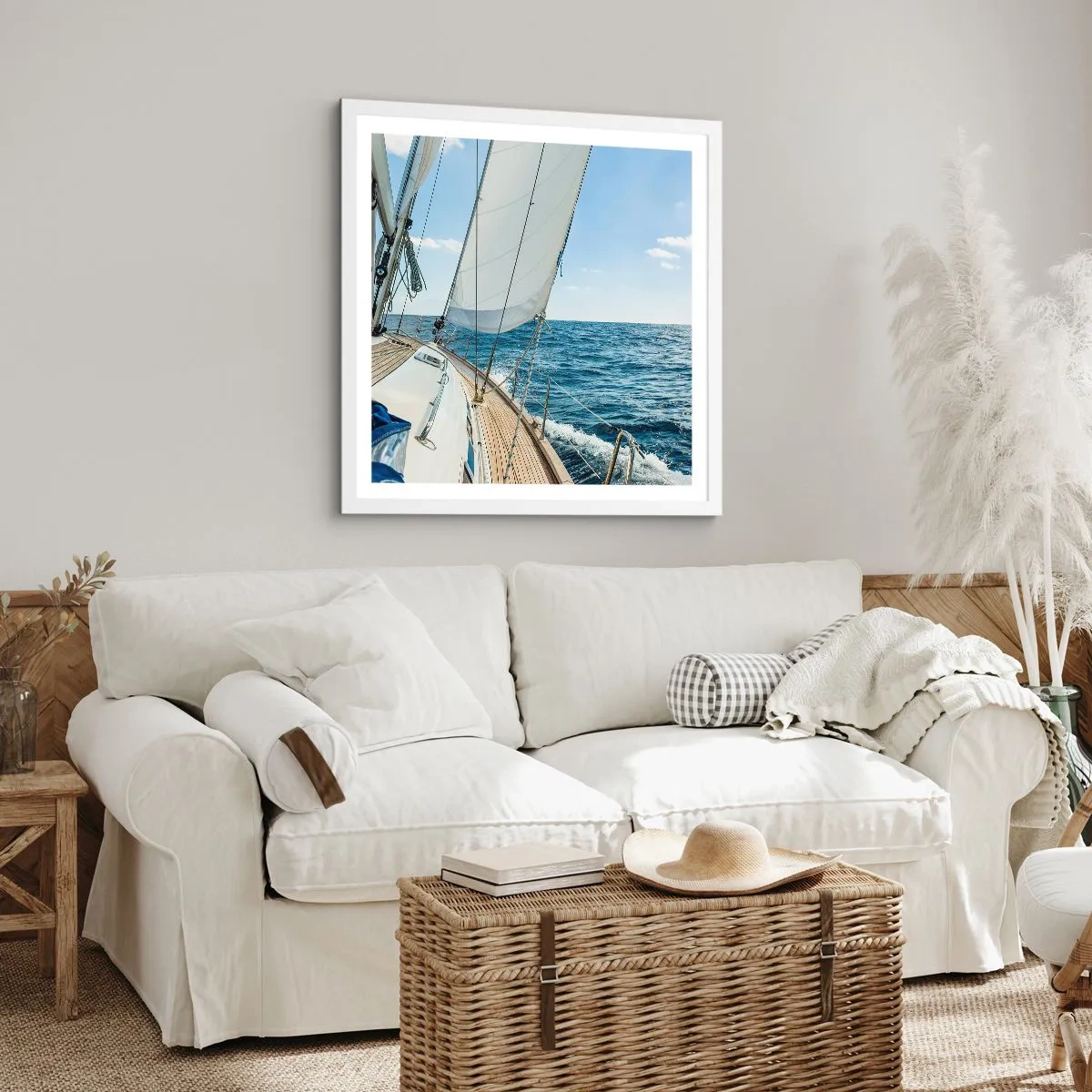 Plakat w białej ramie - Ahoj, przygodo - 30x30 cm