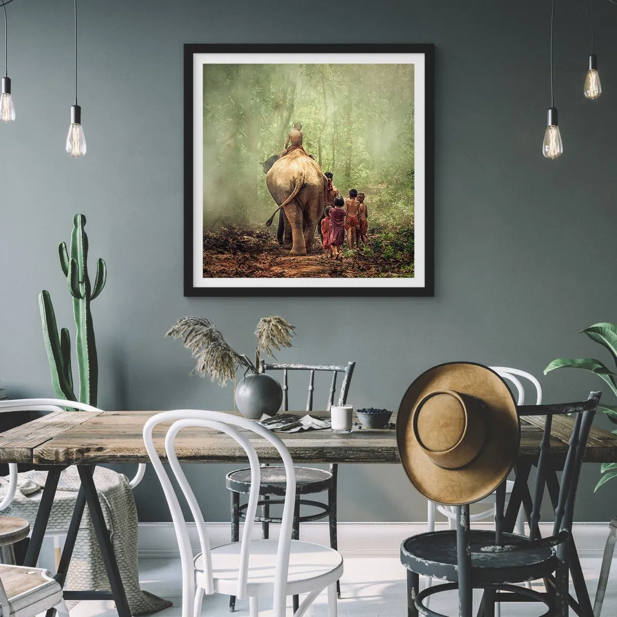 Plakat w czarnej ramie - Nowa Księga Dżungli - 50x50 cm