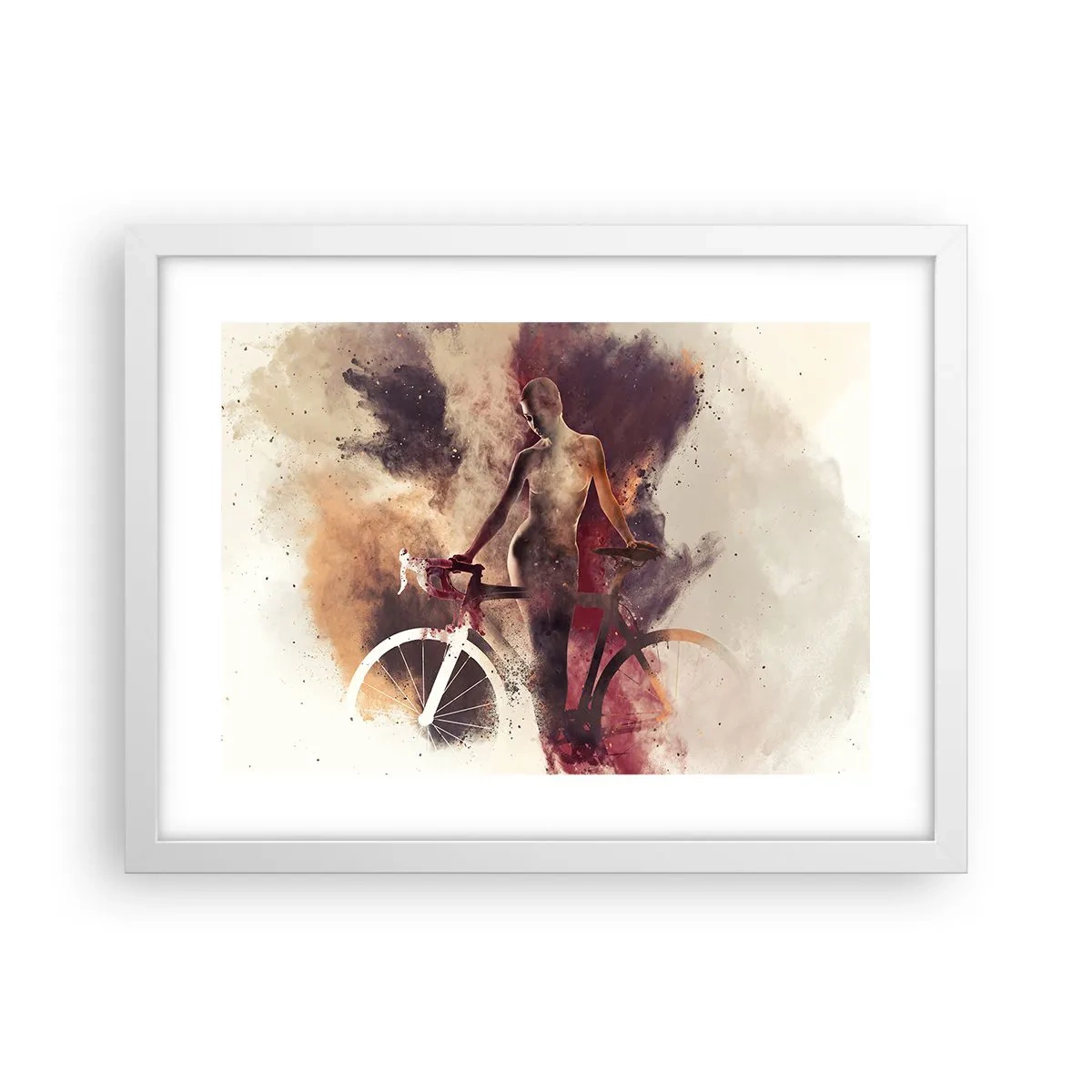Plakat w białej ramie - W marmurowych kształtach rowerowa dusza - 40x30 cm