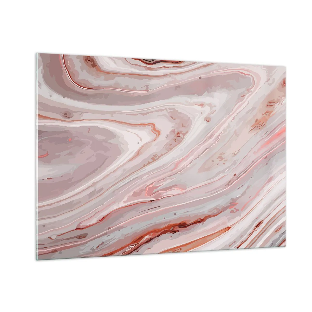 Obraz na szkle - Abstrakcyjny wzór w odcieniach różu i brązu - 100x70cm - Różowy w płynie - Nowoczesna dekoracja ścienna do salonu, kuchni i sypialni ARTTOR