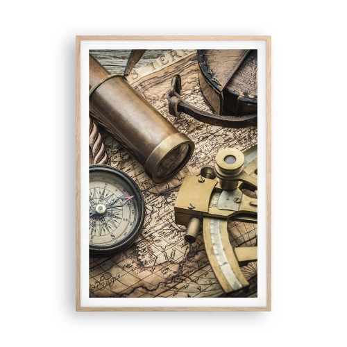 Plakat w ramie jasny dąb - Wyznacz kurs - 70x100 cm