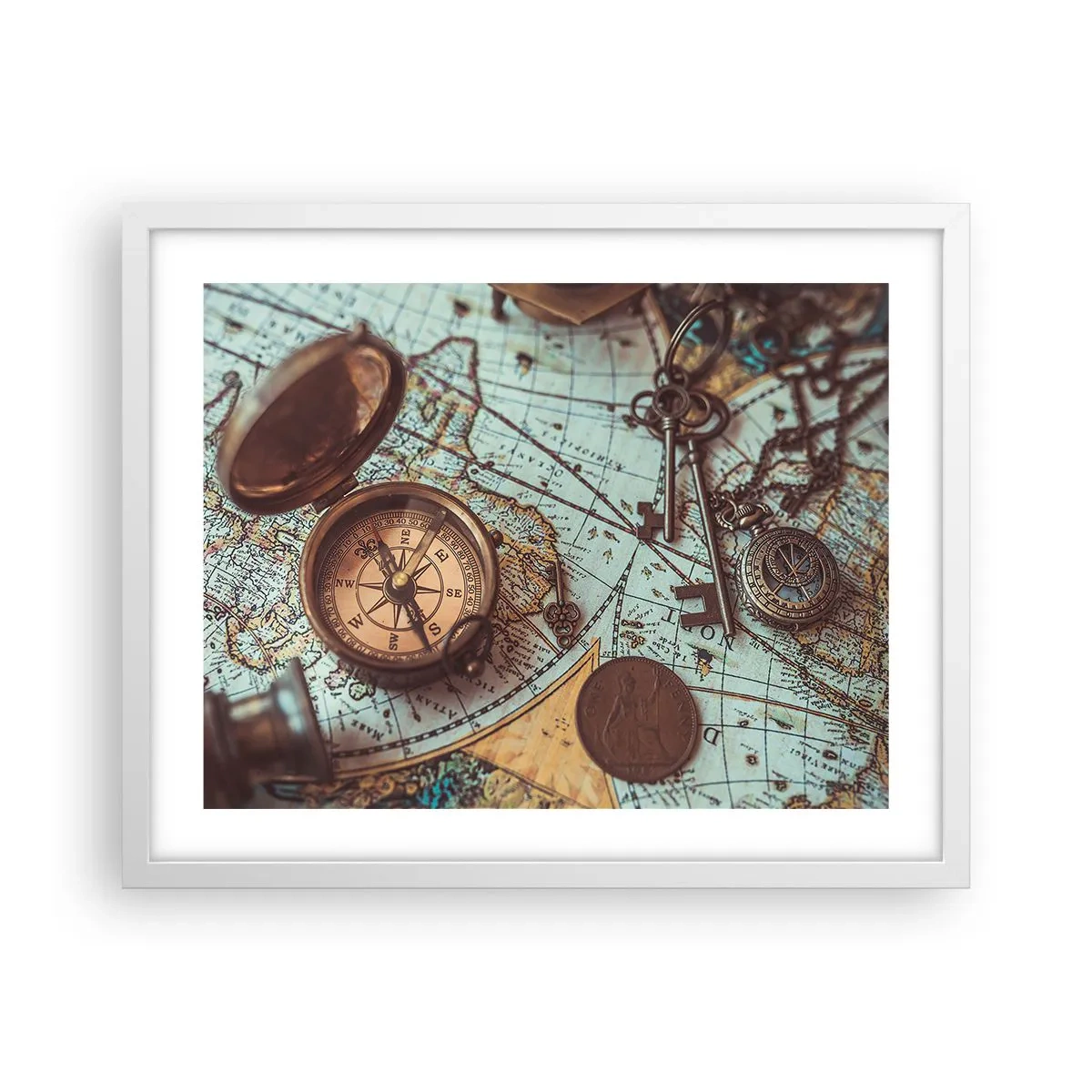 Plakat w białej ramie - Dla poszukiwacza przygód - 50x40 cm