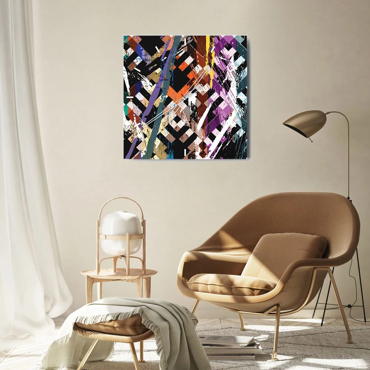 Zegar ścienny - Podniesione do kwadratu - 40x40 cm