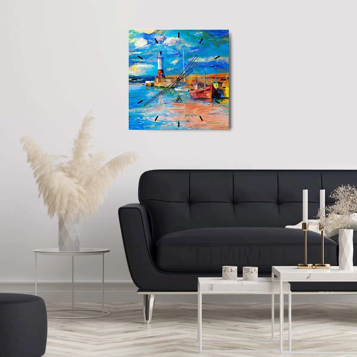 Zegar ścienny - Popołudnie w tęczowej zatoce - 40x40 cm