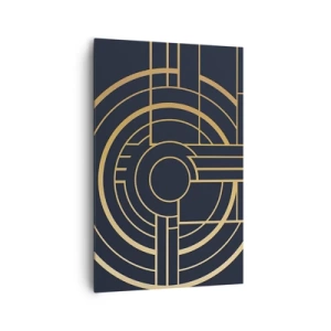 Obraz na płótnie - Geometryczny wzór z liniami w złotym kolorze - 80x120cm - Obroty rzeczy - Nowoczesna dekoracja ścienna do salonu i sypialni ARTTOR