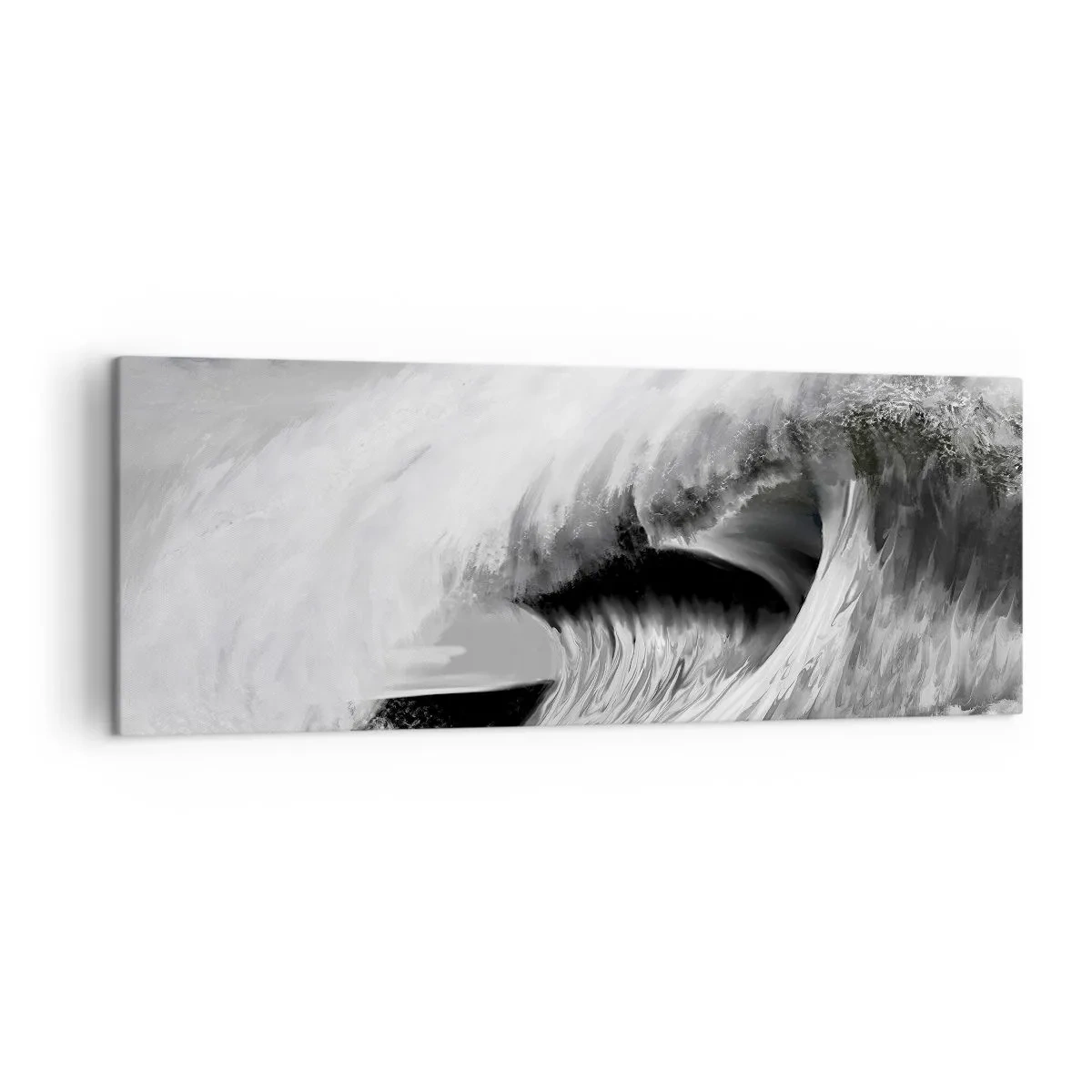 Obraz na płótnie - Dramatyczna fala oceaniczna w monochromatycznym ujęciu - 140x50cm - Gniew oceanu - Nowoczesna dekoracja ścienna do salonu i sypialni ARTTOR