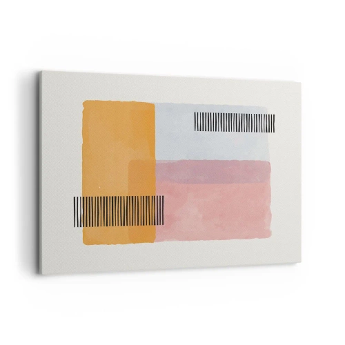 Obraz na płótnie - Geometria w pastelowych kolorach z liniami na jasnym tle - 100x70cm - Z kąta w kąt - Nowoczesna dekoracja ścienna do salonu, kuchni i sypialni ARTTOR