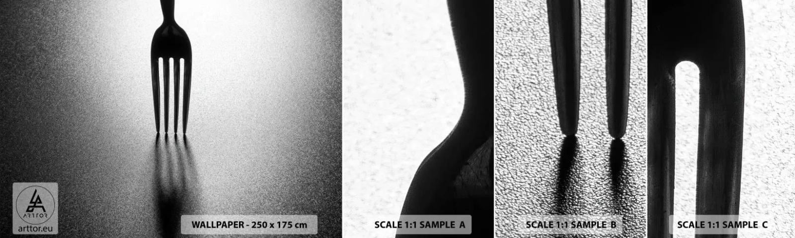 Fototapeta Próbka Standard Eco - Światło i cień - Widelec, Sztućce, Kuchnia - 100x30 cm