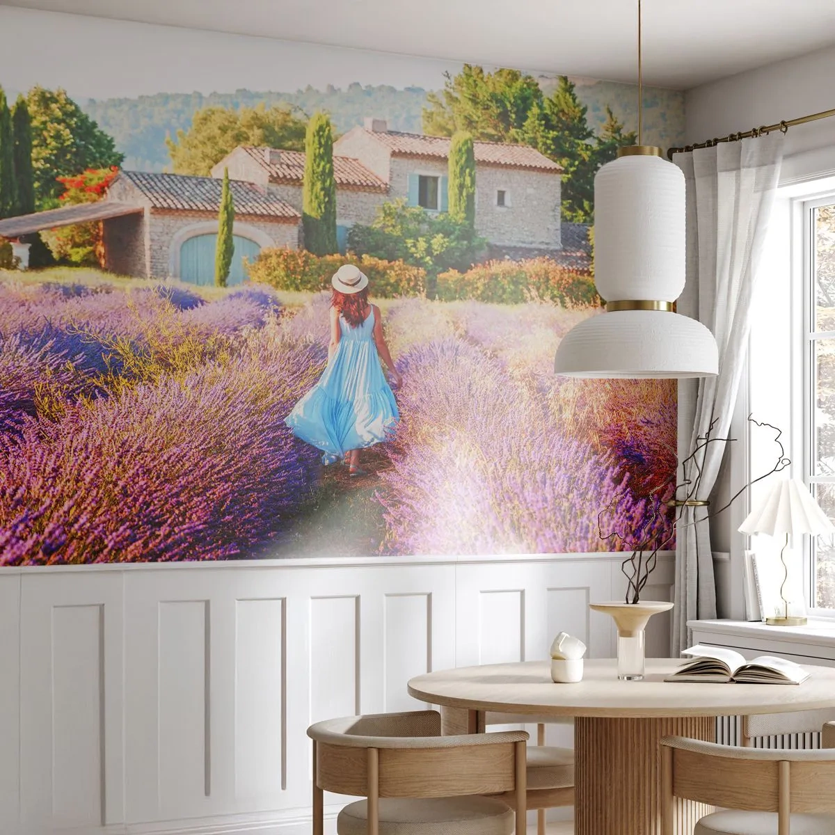 Fototapeta Premium Sand - Lawendowa dziewczyna - Krajobraz, Pole Lawendy, Kobieta - 100x70 cm