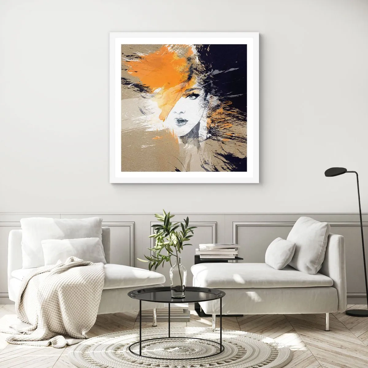 Plakat w białej ramie - I staje się światło - 40x40 cm