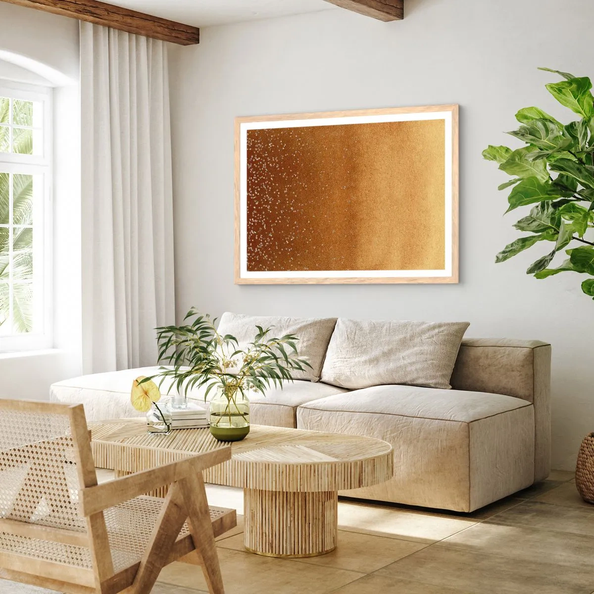 Plakat w ramie jasny dąb - Narodziny światła - 100x70 cm