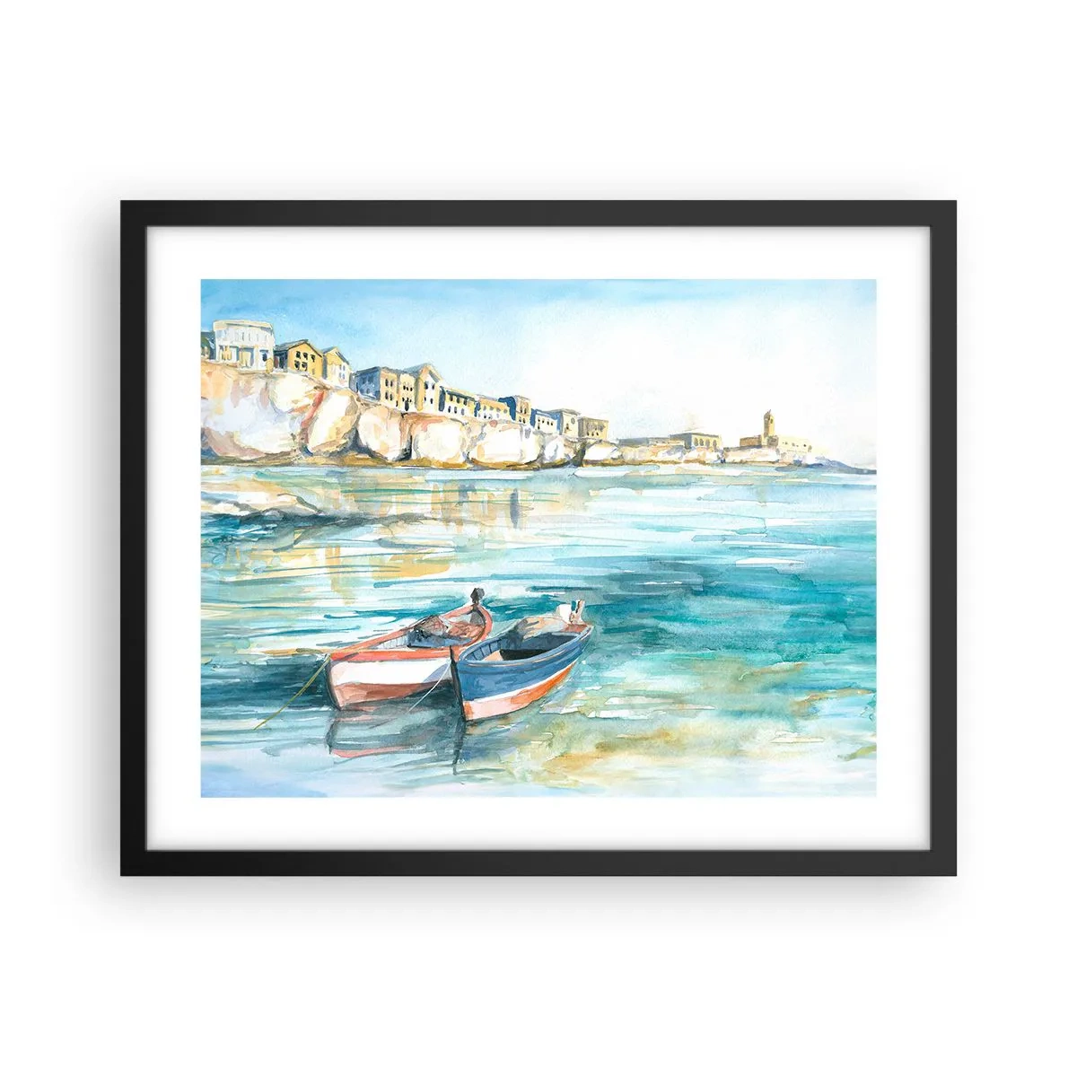 Plakat w czarnej ramie - Pejzaż w lazurze - 50x40 cm