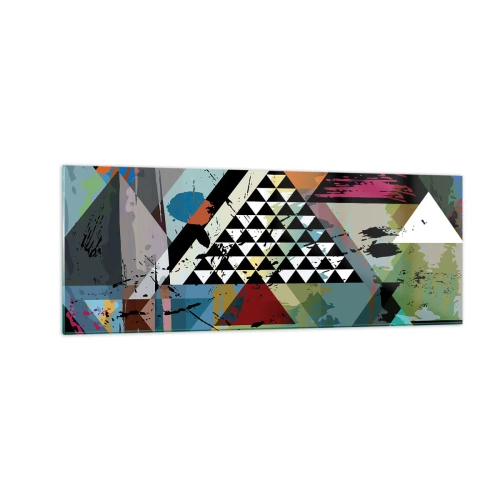 Obraz na szkle - Abstrakcyjna kompozycja geometrycznych kształtów i barw - 140x50cm - Jakie to proste - Nowoczesna dekoracja ścienna do salonu i sypialni ARTTOR