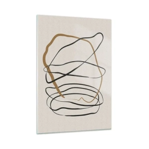 Obraz na szkle - Ekspresyjna kompozycja linii w czerni i brązie na jasnym tle - 50x70cm - Kompozycja – taniec opętaniec - Nowoczesna dekoracja ścienna do salonu, kuchni i sypialni ARTTOR