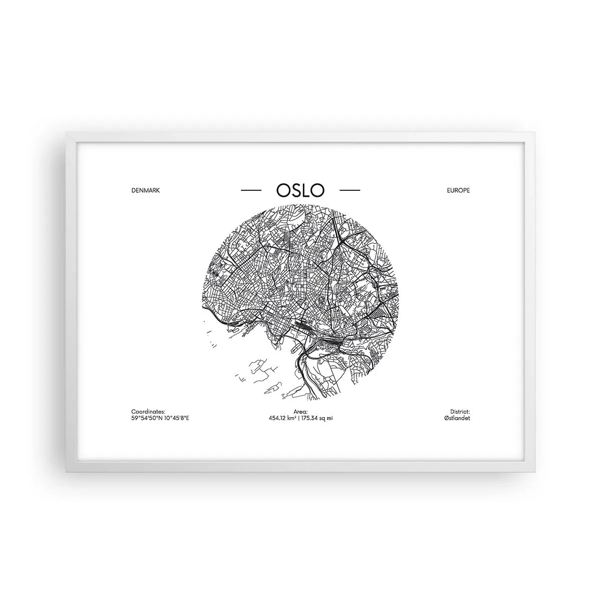 Plakat w białej ramie - Anatomia Oslo - 70x50 cm
