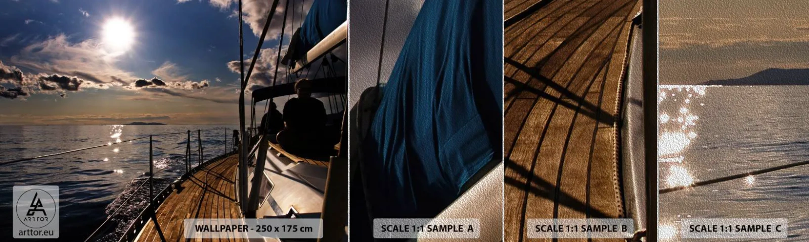 Fototapeta Próbka Premium Sand - Pod żaglami w stronę słońca - Marynistyczne, Jacht, Morze - 100x30 cm