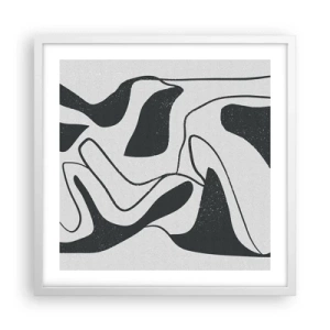 Plakat w białej ramie - Abstrakcyjna zabawa w labiryncie - 50x50 cm