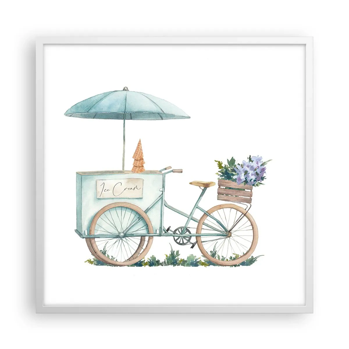 Plakat w białej ramie - Słodkie wspomnienie lata - 60x60 cm