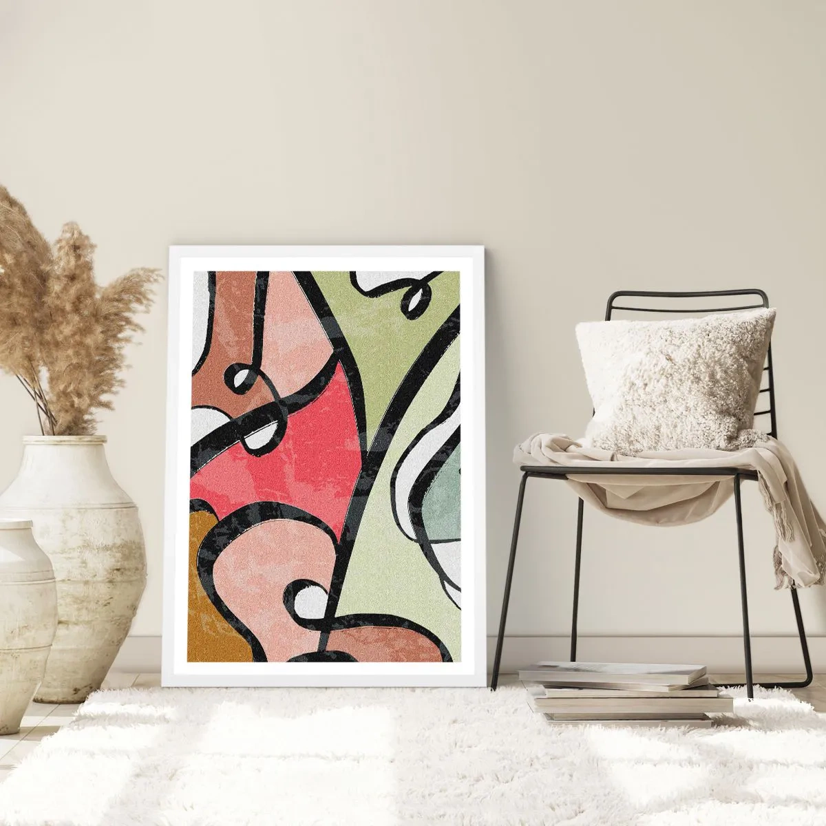 Plakat w białej ramie - Piruety wśród barw - 70x100 cm