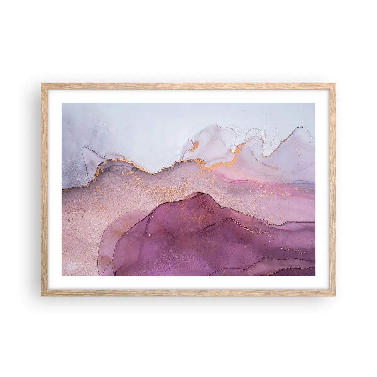 Plakat w ramie jasny dąb - Fale lila i fioletu - 70x50 cm