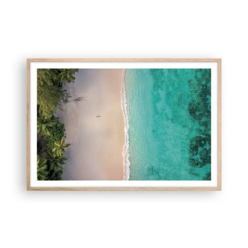 Plakat w ramie jasny dąb - Rajska plaża - 91x61 cm