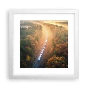 Plakat w białej ramie - Jesienna podróż - 30x30 cm