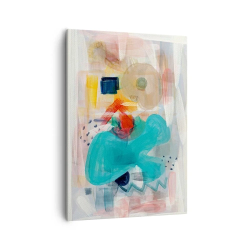 Obraz na płótnie - Kolorowa abstrakcja z dynamicznymi kształtami i wyrazistymi akcentami - 50x70cm - Kolorowa gra - Nowoczesna dekoracja ścienna do salonu, kuchni i sypialni ARTTOR