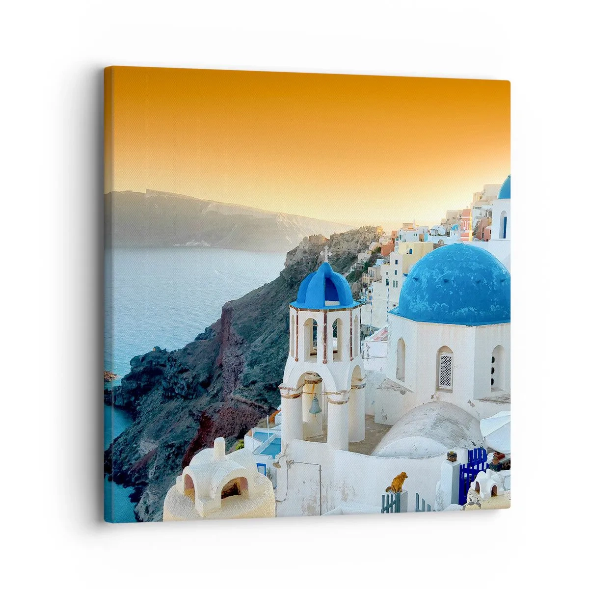 Obraz na płótnie - Santorini - przytulone do skał - 30x30 cm